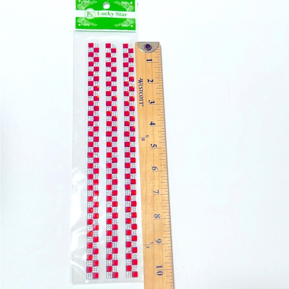 Adhesive Red and Silver Rhinestone Strips stickers brand new